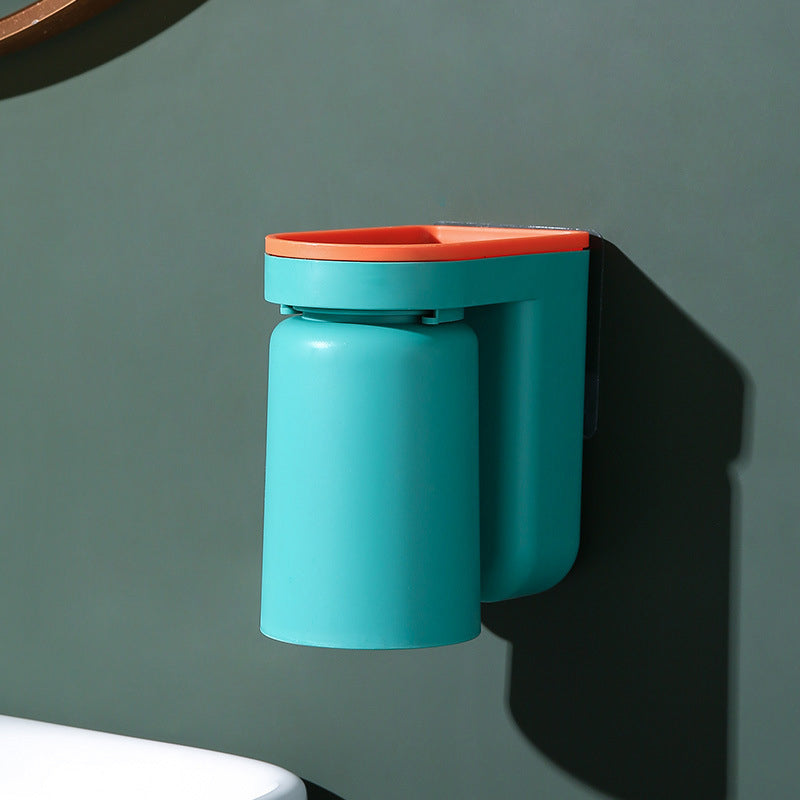 Durable ABS wall-mounted toothbrush and cup holder, designed for efficient bathroom organization.