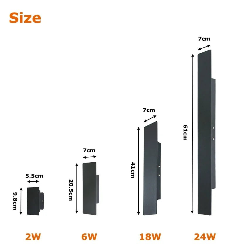 Weatherproof LED wall light with sleek aluminum design, ideal for enhancing outdoor spaces like patios and gardens.