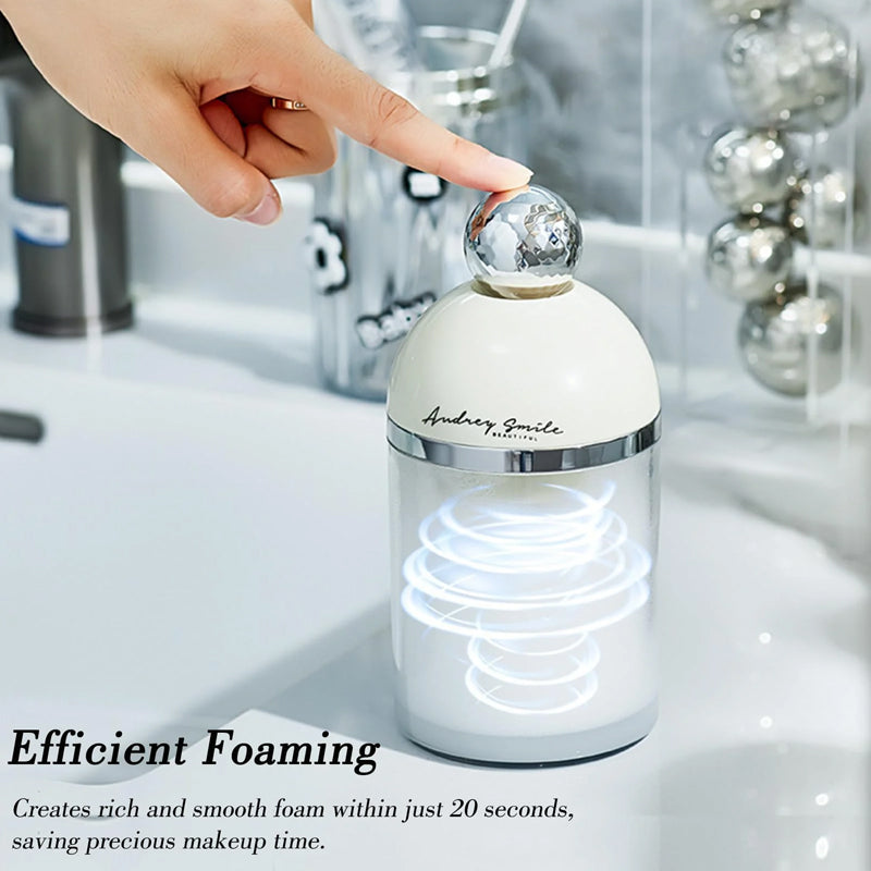 Electric facial foam maker on a bathroom counter, ready for a deep cleansing skincare session.