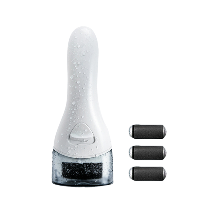 Ergonomic electric foot exfoliator, designed for comfortable handling during personal foot care routines