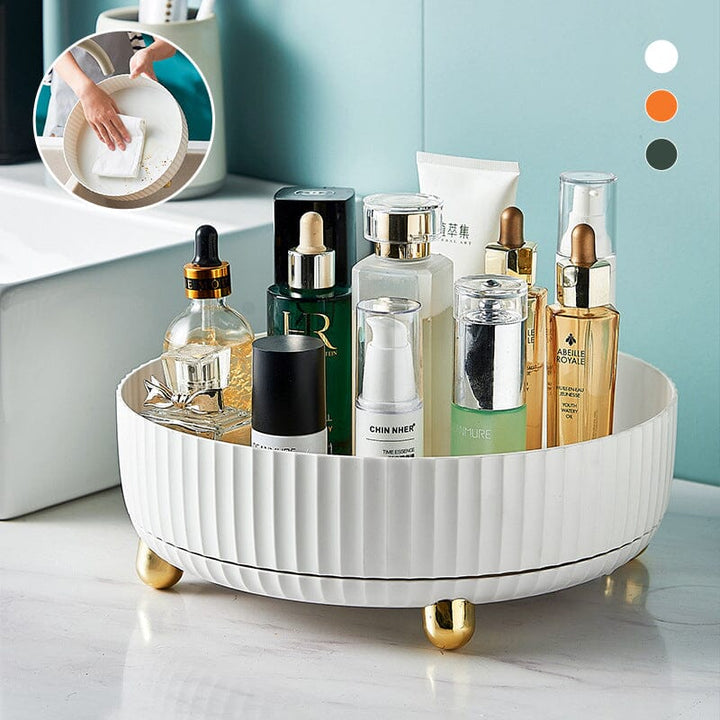Green rotating kitchen pantry organizer, 360-degree turntable for easy access to spices and jars