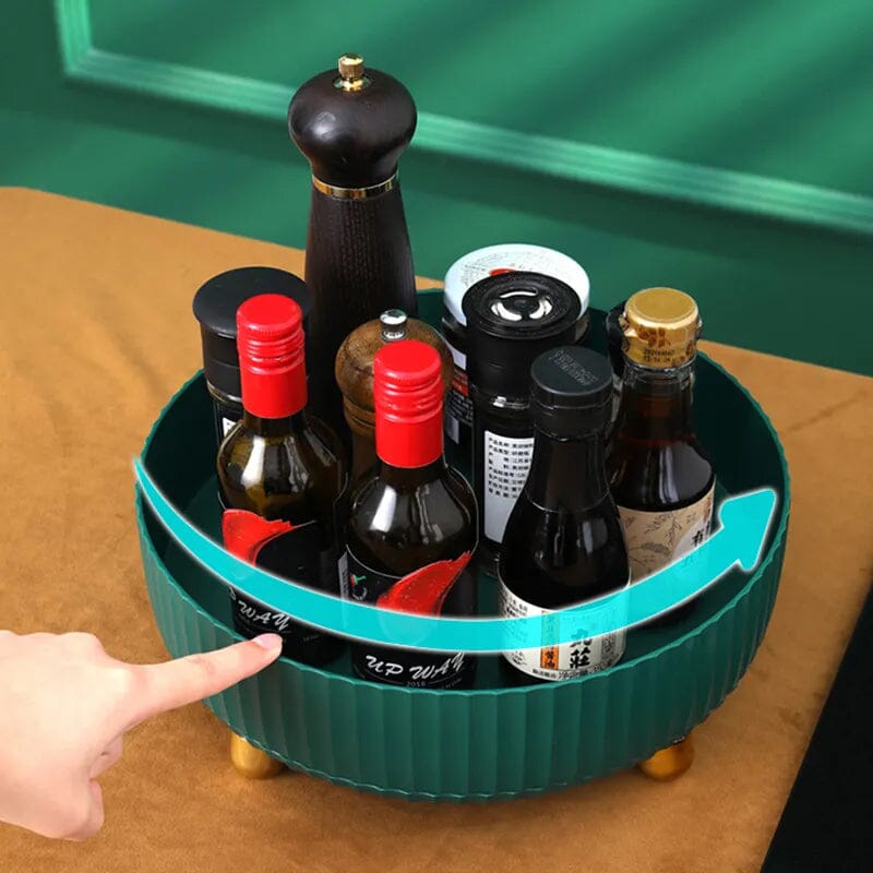 Orange rotating storage solution for kitchen and pantry, compact design, home improvement item