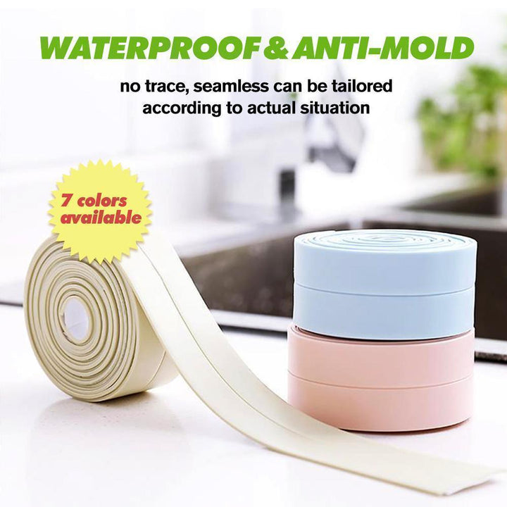 White waterproof sealing strip for kitchen and bathroom, adhesive caulk tape for DIY home improvement