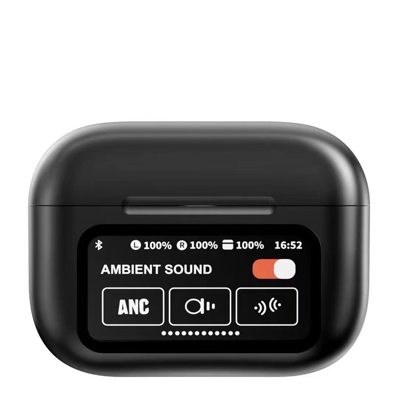 Side profile of a wireless earbud, showcasing its lightweight and discreet design for audio.