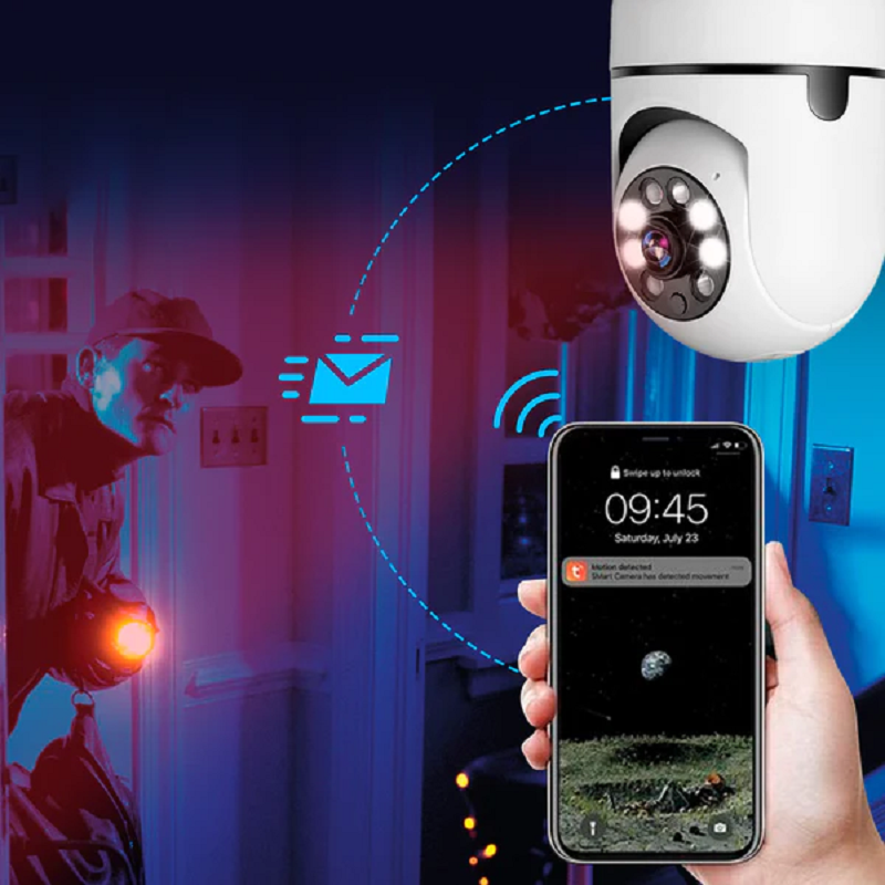 Smart home WiFi light bulb security camera, easy installation and app control