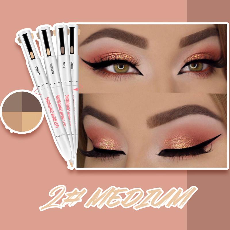 Packaging of the 4-in-1 brow pen, emphasizing its waterproof and travel makeup features