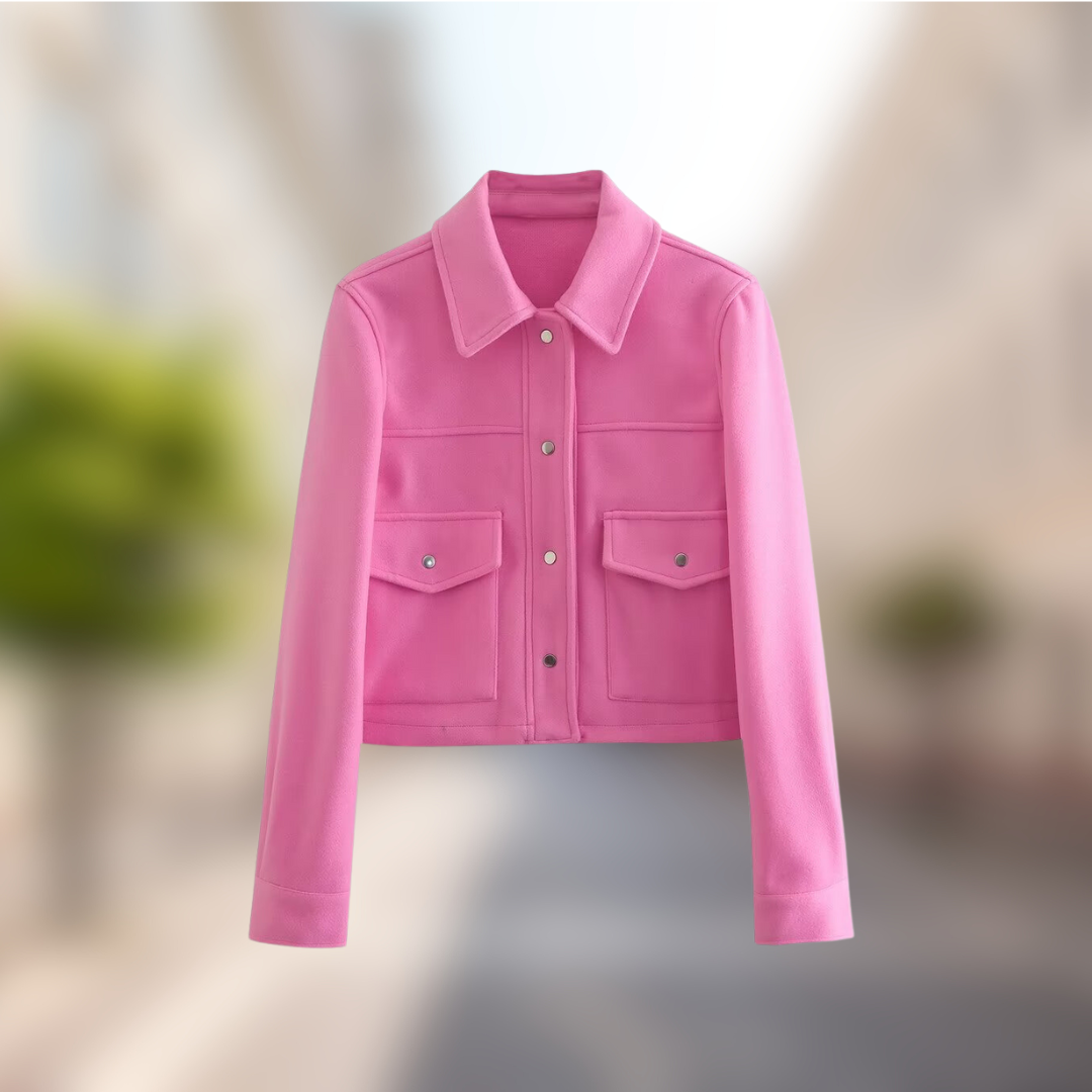Comfortable green women's casual jacket, perfect autumn fashion. This stylish fall outerwear is a versatile everyday coat.