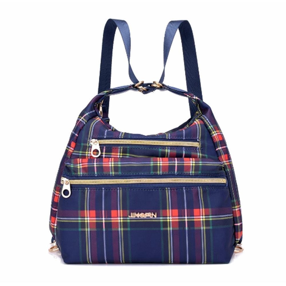 Women's versatile anti-theft bag, wearable as backpack or shoulder bag.