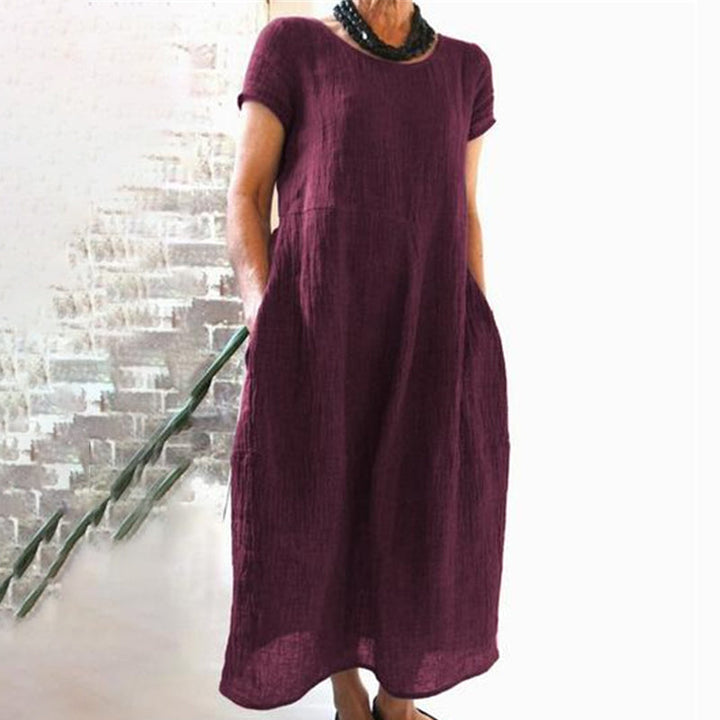 Everyday women's T-shirt dress, solid color, loose and comfortable for spring and summer.