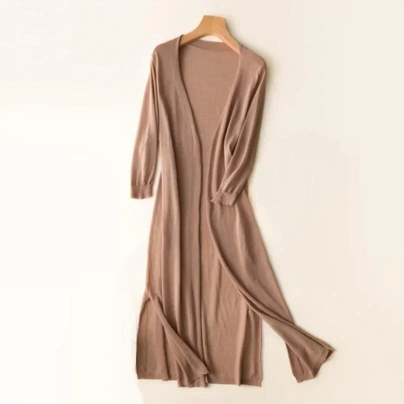 Stylish women's open front cardigan, longline and relaxed fit, a great all-season layering essential.