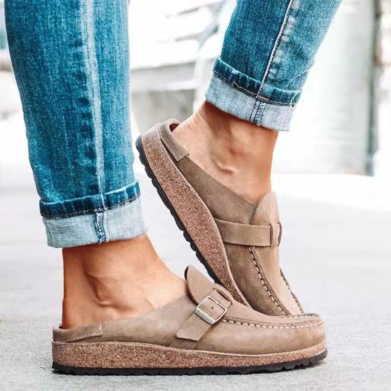 Orthopedic women's suede slip-ons offering all-day comfort & foot support.