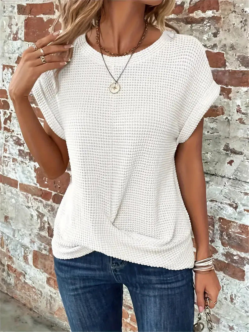 Women's casual twist front tee with a relaxed fit. Comfortable everyday wear for modern style.