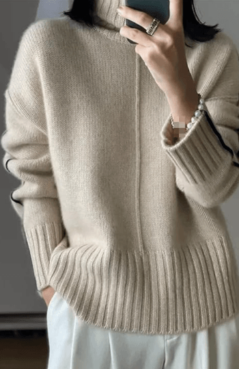 Stylish women's collared pullover sweater. Elegant cashmere blend knit for casual everyday wear & comfort.