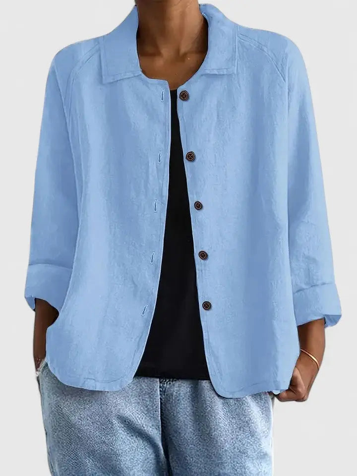 Versatile women's light top, ideal for casual chic spring/fall fashion & everyday comfort.
