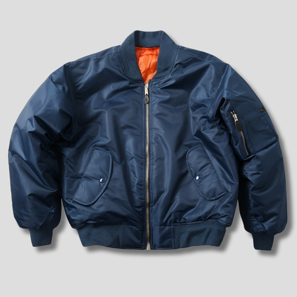 Classic women's bomber jacket with ribbed trim, a versatile & stylish choice for casual wear.