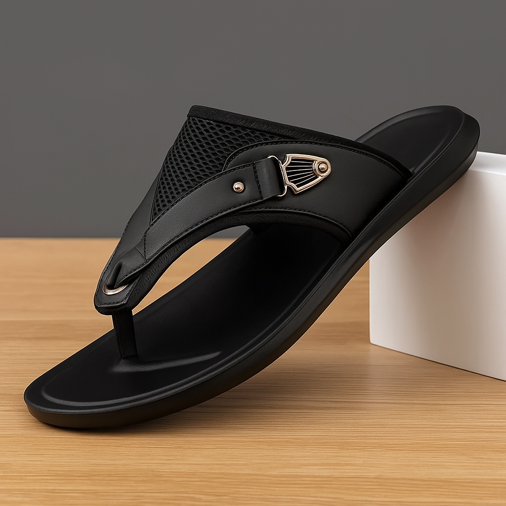 Women's comfort buckle sandals with mesh upper and leather detail, perfect for summer everyday wear.