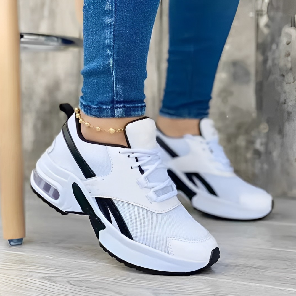 Women's comfortable athletic platform sneakers with chunky sole, perfect for walking & everyday wear.