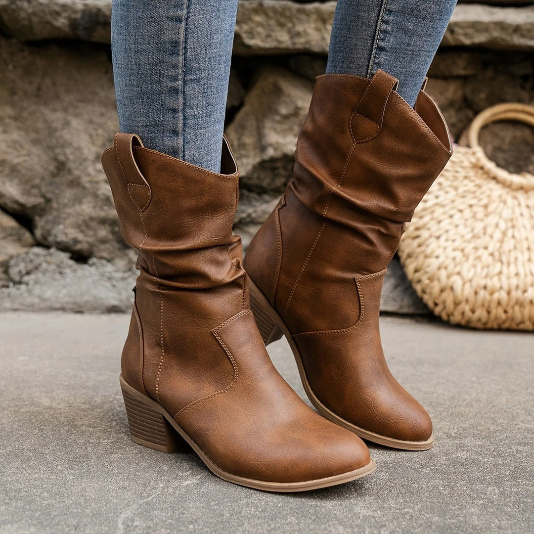 Women's comfortable heeled leather ankle boots, versatile for all seasons & everyday wear. Shop fall fashion.