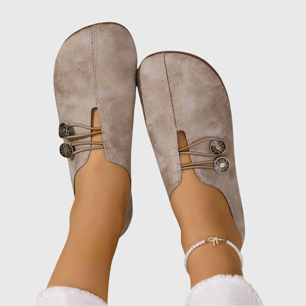 Barefoot feel women's slip-on flats with adjustable toggle lace for comfortable, versatile casual style.