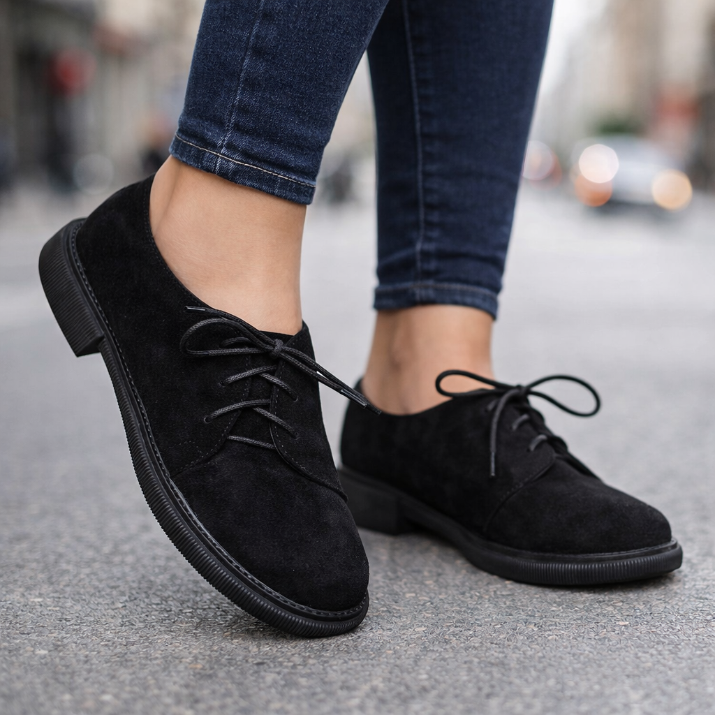 Orthopedic women's flats featuring a unique lace-up design for a secure fit.