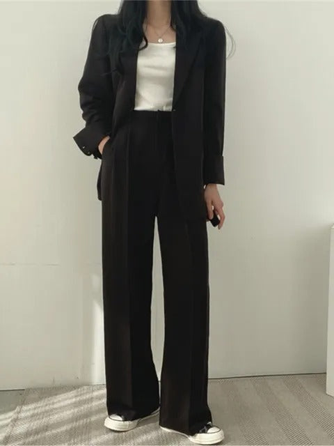 Women's 'Sofia' two-piece stretch pant suit, comfortable & versatile for business, casual, spring, or fall fashion.
