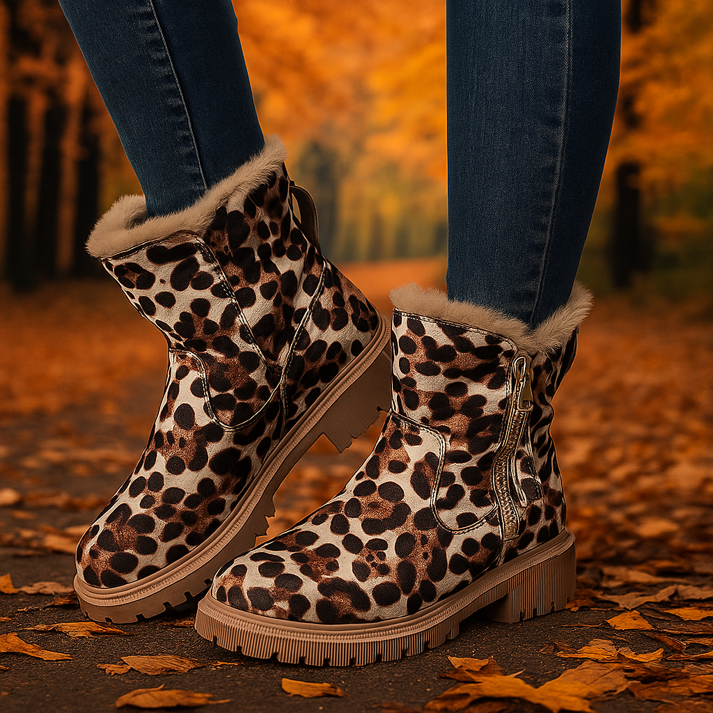 Stylish women's winter boots with a convenient side zipper and cozy fur lining