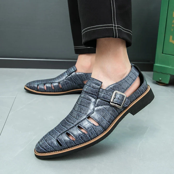 Luxurious women's croc embossed flat sandals, perfect for any summer occasion