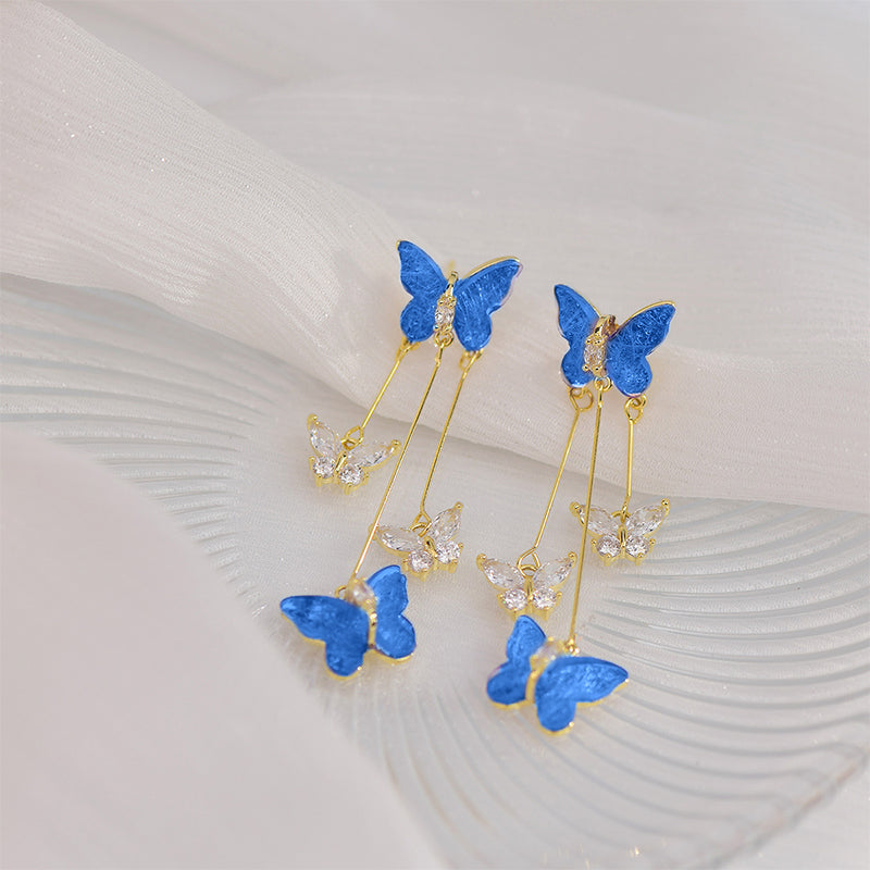 Sparkling women's crystal butterfly tassel earrings, a perfect jewelry gift for special occasions