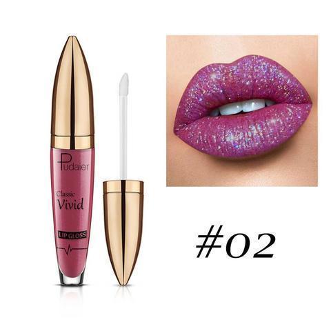 Water droplets on Diamond Sparkle Lip Gloss, highlighting waterproof, long-lasting shimmer and beauty