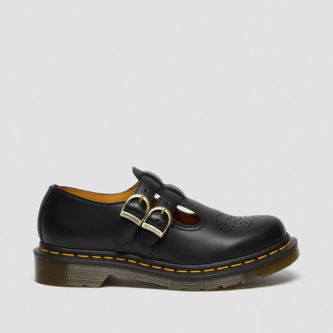 Versatile women's edgy double buckle Mary Jane flats, great for casual outfits & grunge fashion.