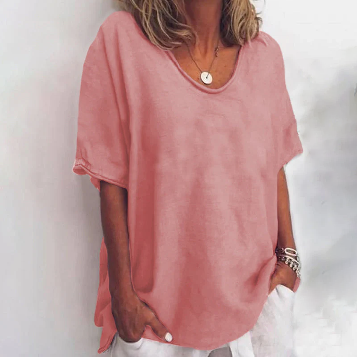 Women's effortless comfort blouse, modern flowy fit, perfect for everyday wear. Stylish long sleeve ladies top.