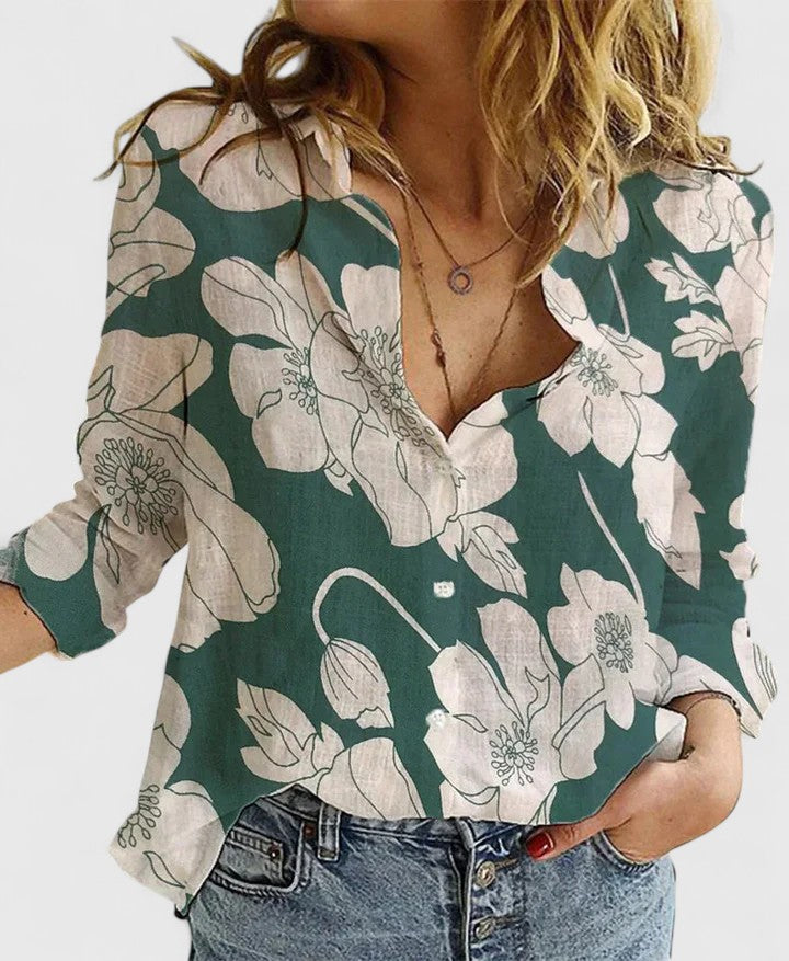 Breathable cotton linen women's shirt, elegant button-down for a relaxed fit, ideal for versatile styling.