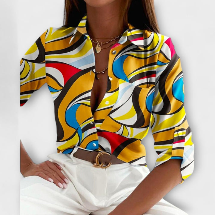 Lightweight women's classic collar blouse, elegant long sleeve top for versatile year-round fashion.