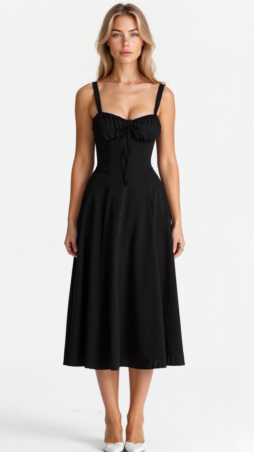 Gorgeous women's party dress: floral print, corset bodice, midi length, and chic front slit.