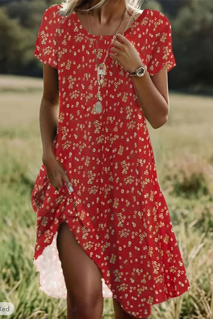 Stunning women's elegant midi dress with a flowing design, a versatile piece for timeless fashion.