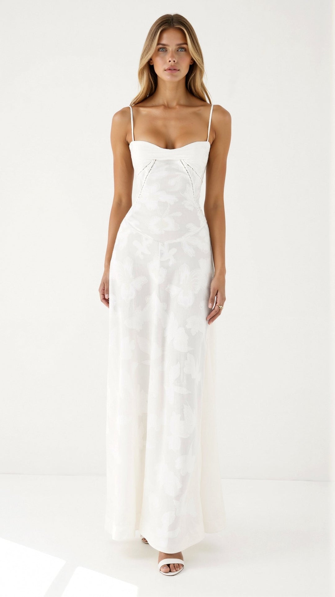 Women's sculpted fit strap maxi dress, ideal formal wear for evening parties and galas.
