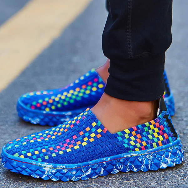 Side view of Eliana women's comfort sneakers, showing breathable design & thick memory foam sole.