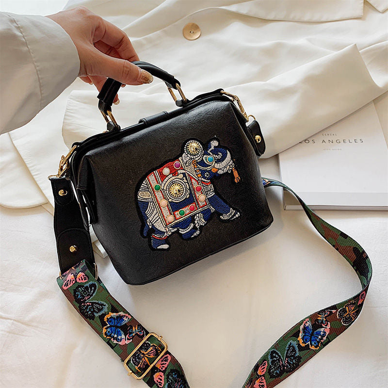 Embroidered cotton shoulder bag for women, lightweight, artistic mandala design, perfect daily bag.