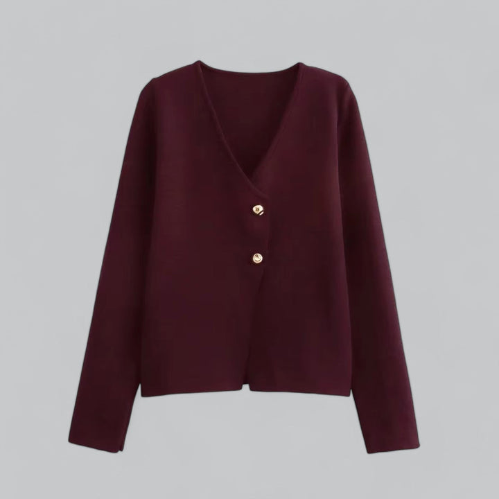 Stylish women's button-down cardigan, a timeless knitwear piece for spring and summer outfits.