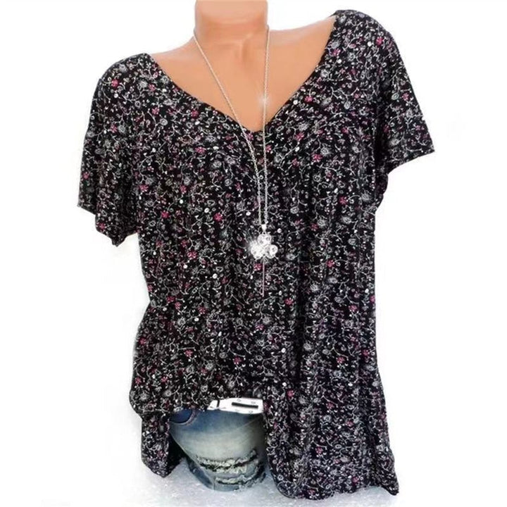 Trendy women's floral print boho top, perfect for summer casual wear.