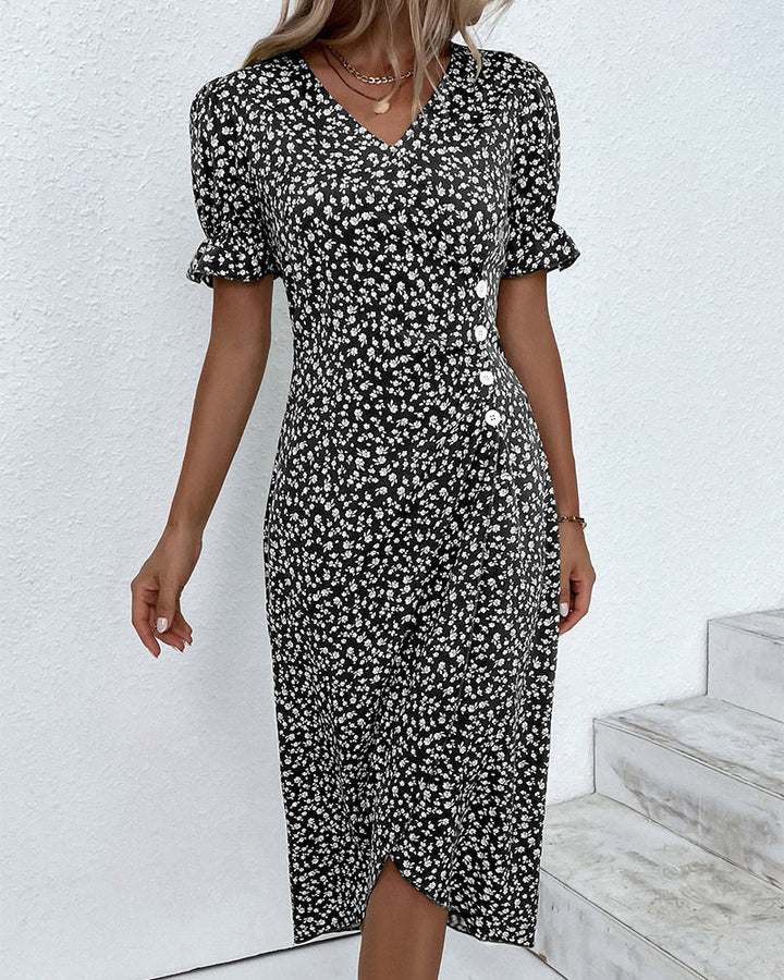 Stylish women's floral V-neck maxi summer dress, an essential piece for warm weather fashion.