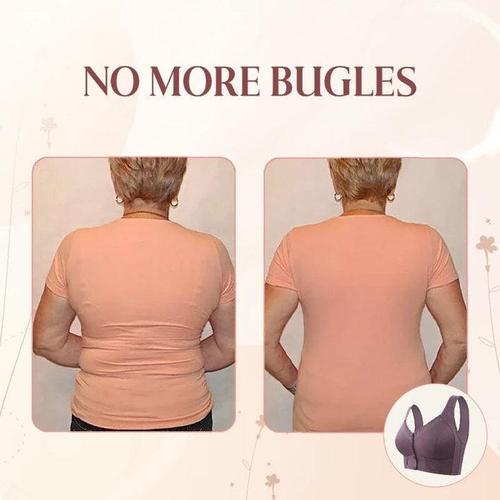 Women's front-closure breathable bra in soft cotton blend for everyday comfort and support