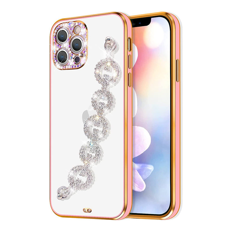 Protective and glamorous women's phone case with a rhinestone bracelet for added style