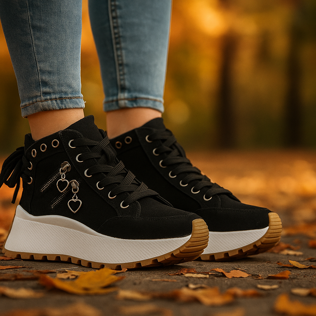 Stylish women's high-top sneakers for everyday wear, featuring zipper detail and comfort design