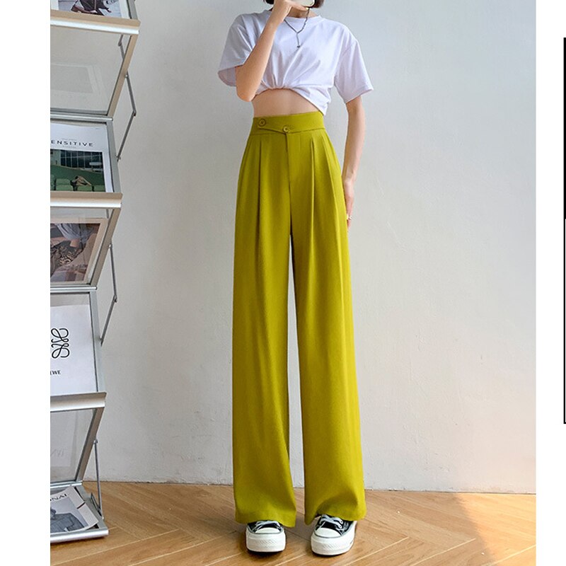 Comfortable high-waist wide-leg women's pants for versatile everyday casual wear.