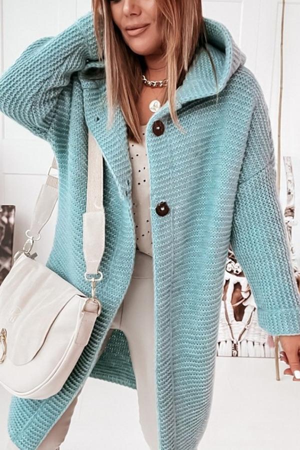 Versatile women's hooded knit vest with buttons, great for fall & winter layering.