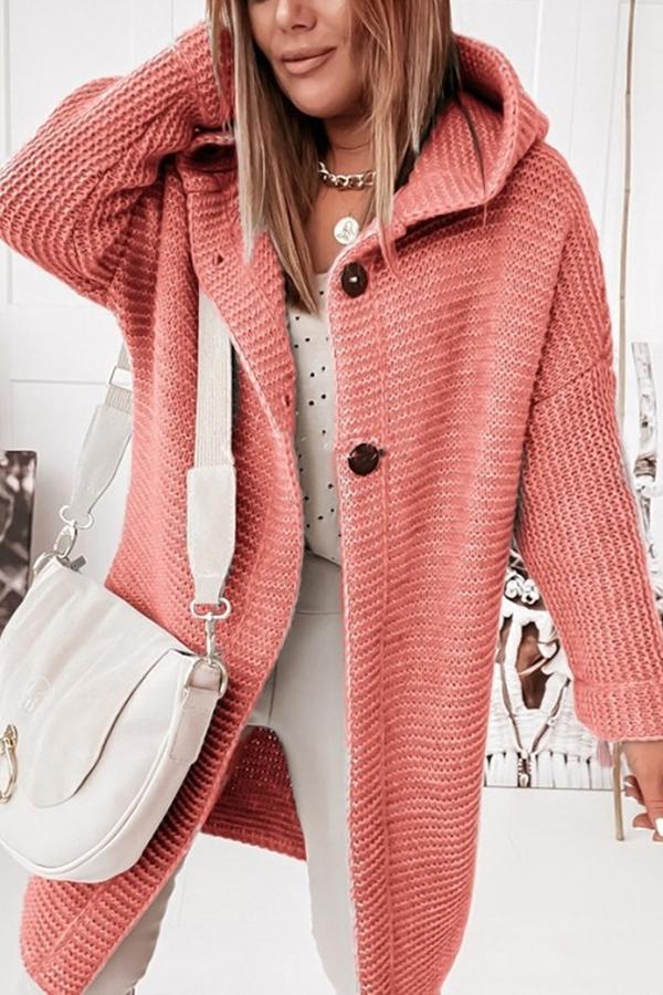 Cozy women's knitted hooded vest with buttons, ideal for fall fashion & warmth.