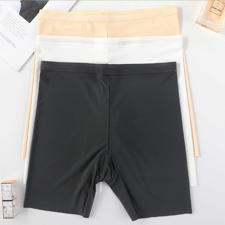 Invisible design of women's anti-chafe shorts under clothing, offering discrete thigh comfort
