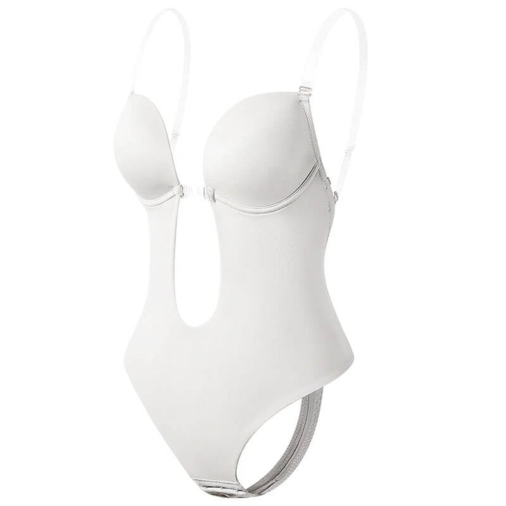 Enhance your silhouette with a women's invisible backless smoothing bodysuit shaper.