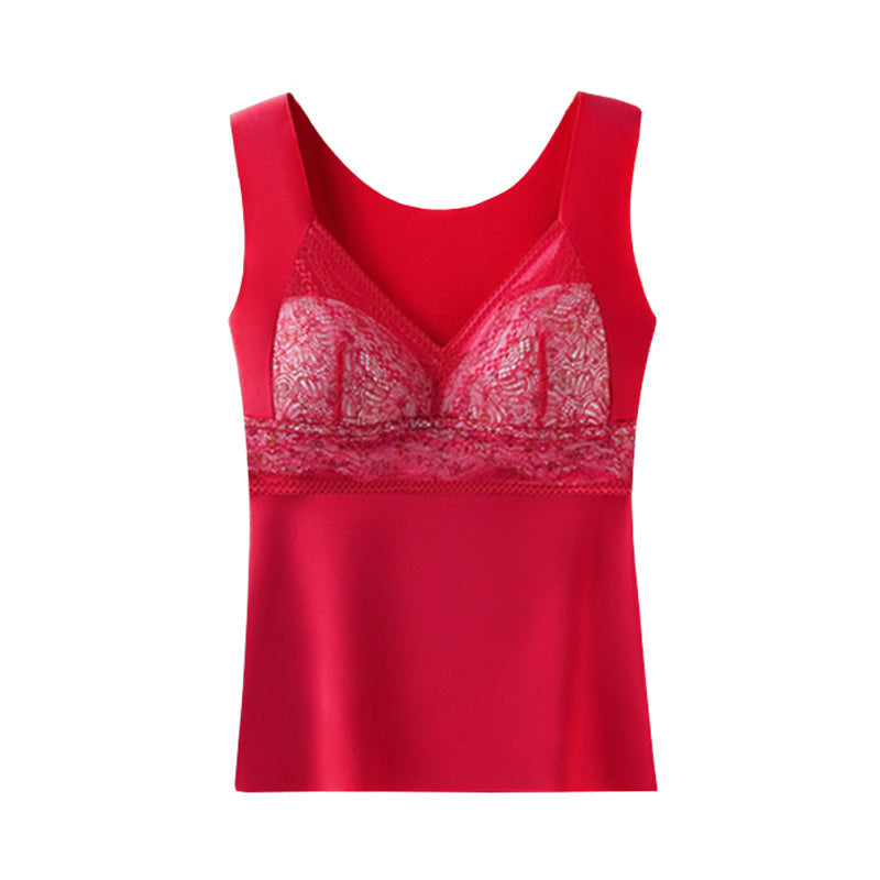 Elegant women's thermal underwear, lace accents, built-in bra for comfort